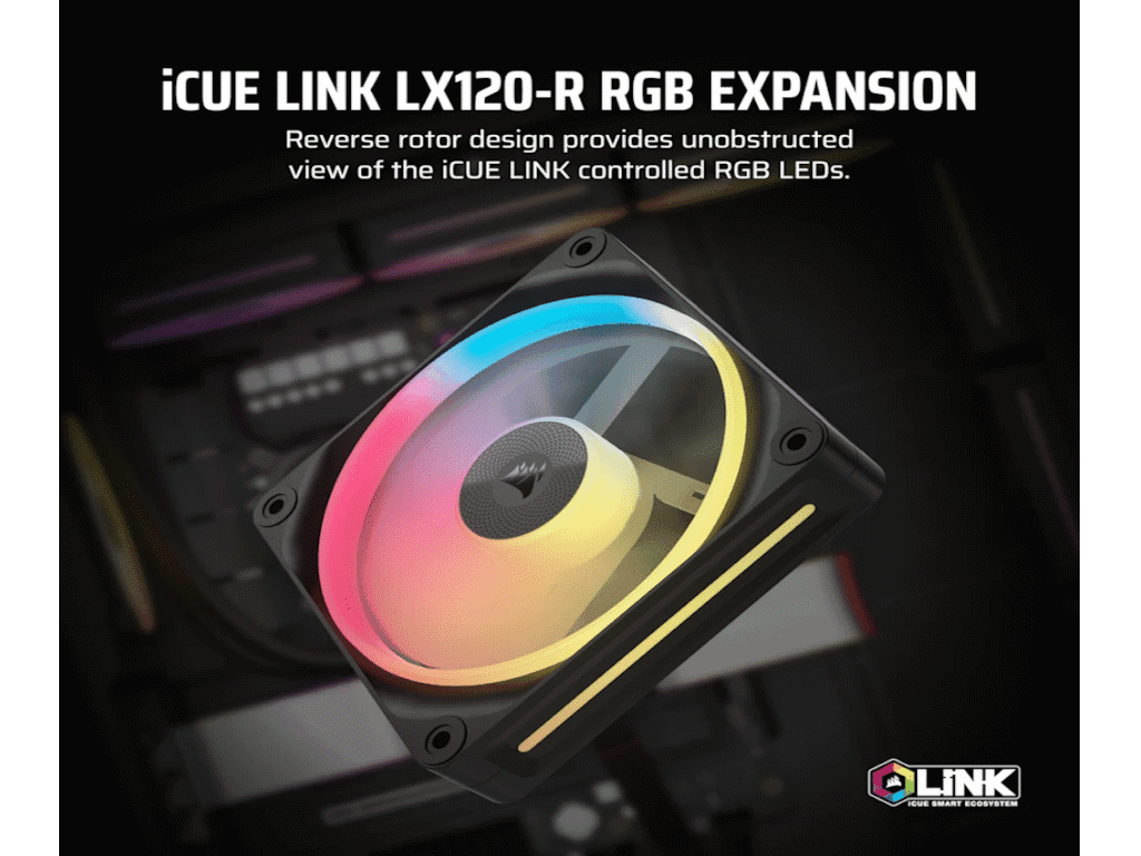 Fotografija proizvoda: Kuler za PC CORSAIR iCUE LINK LX120-R/RGB/120mm/single fan/crna