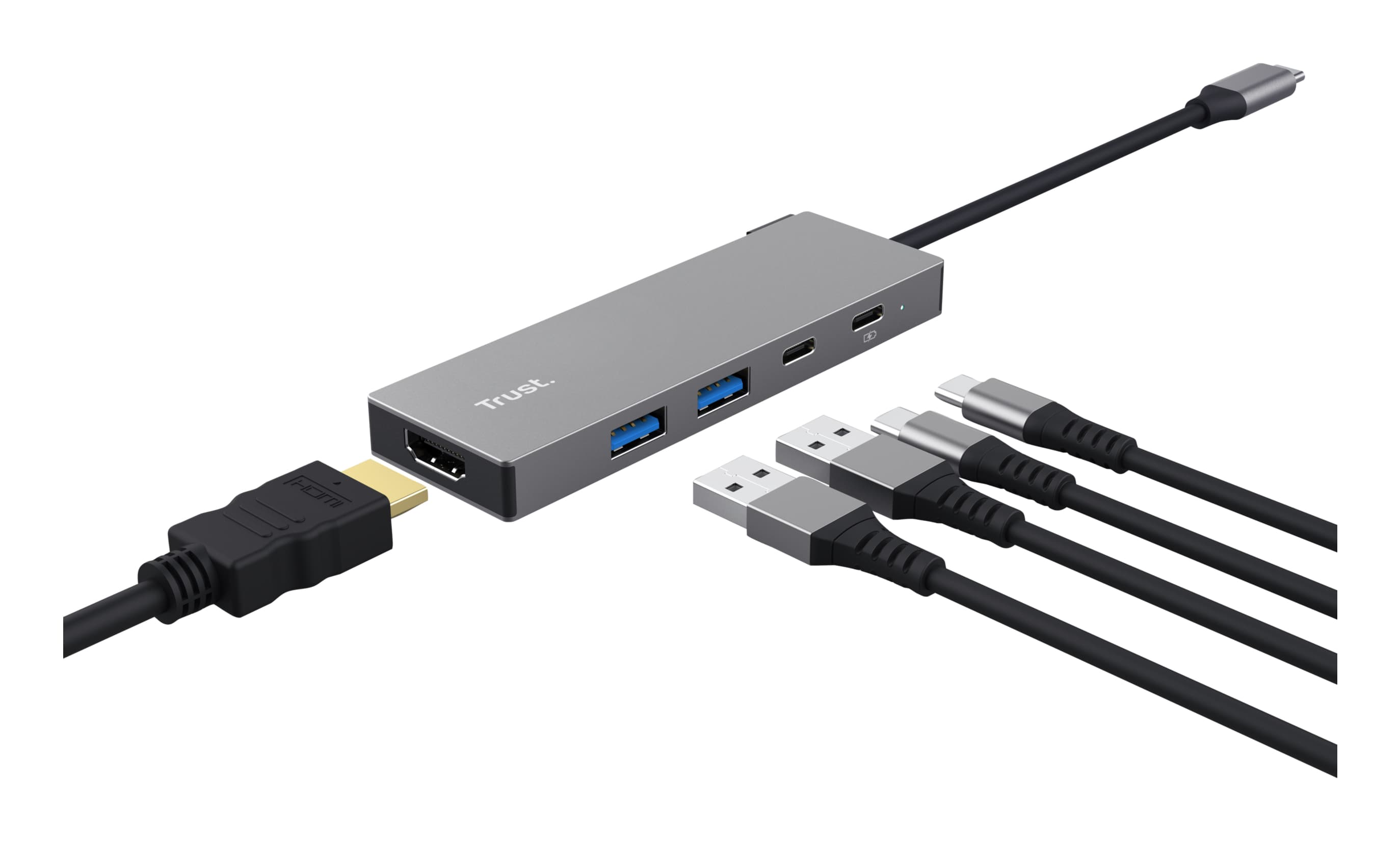Fotografija proizvoda: Adapter TRUST DALYX 5-IN-1 MULTIPORT/alu/siva