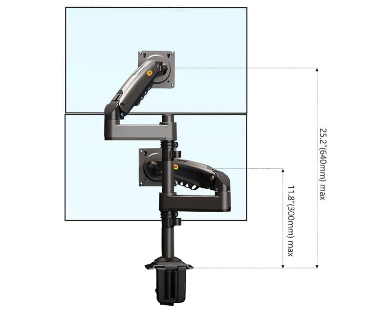 Fotografija proizvoda: H180 desk stand for two monitors matte black 17-27 inches