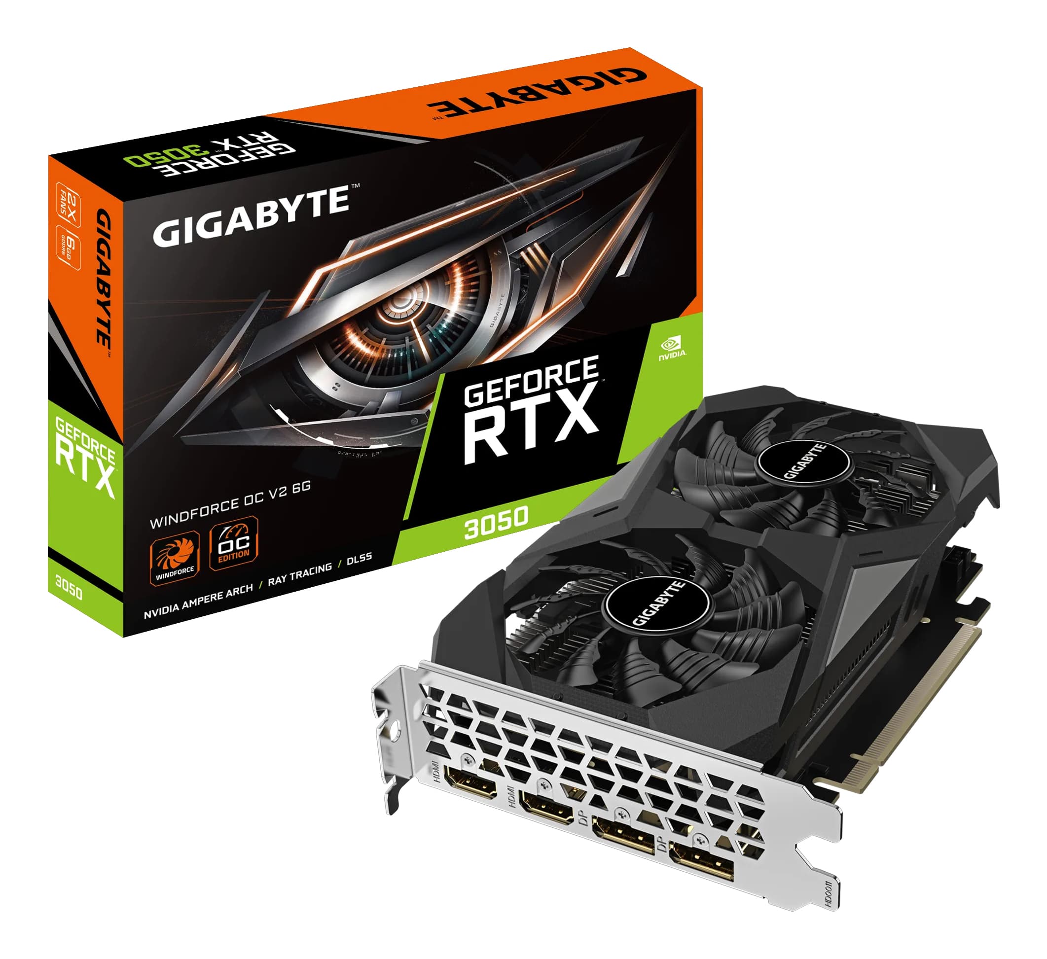 Fotografija proizvoda: Graficka karta GIGABYTE GV-N3050WF2OCV2-6GD NVD/6GB/GDDR6/96bit/crna