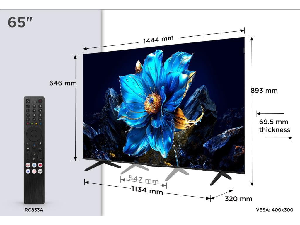 Fotografija proizvoda: Televizor TCL 65P7K/QLED/65"/4K UHD/60Hz/Google TV/crna