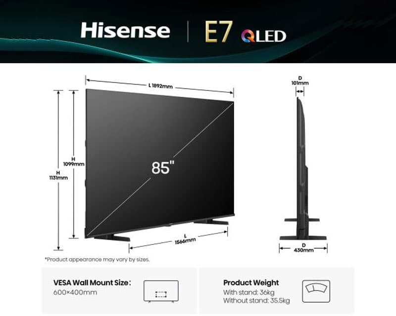 Fotografija proizvoda: 85 inča 85E7Q QLED 4K UHD Smart TV outlet