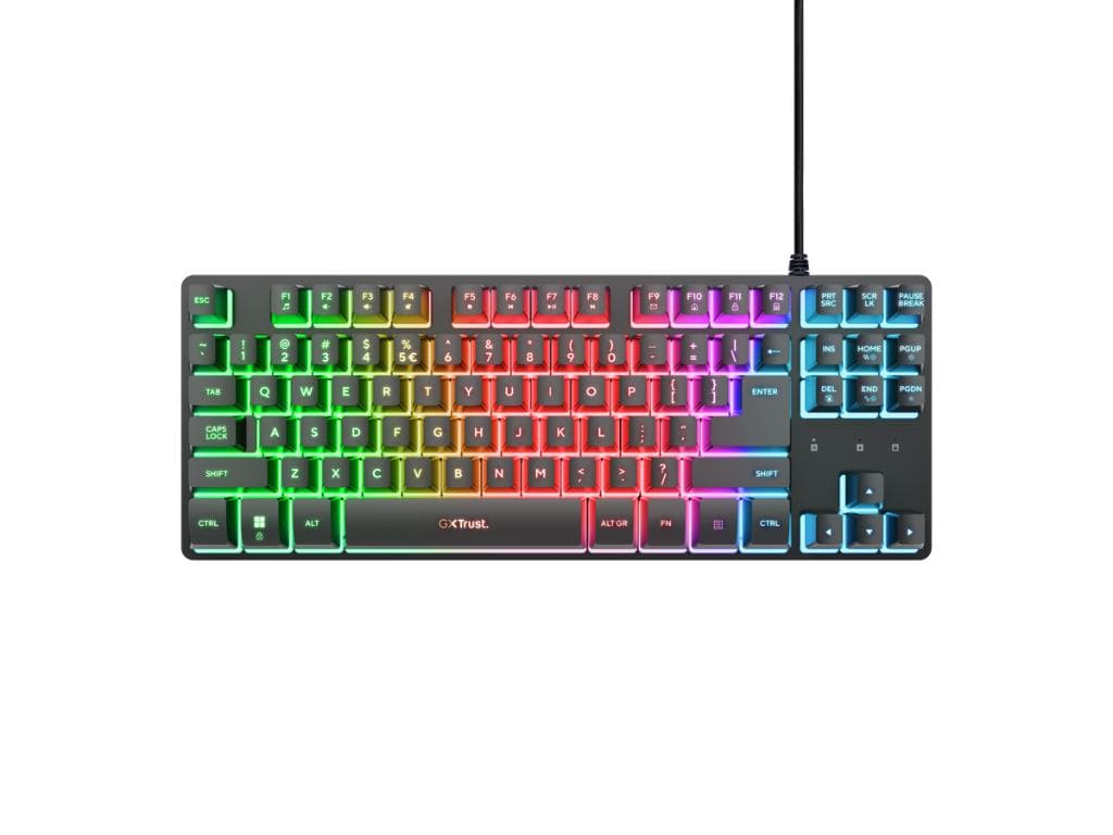 Fotografija proizvoda: Tastatura TRUST GXT833 THADO žicna/RGB/TKL/SRB/gaming/crna