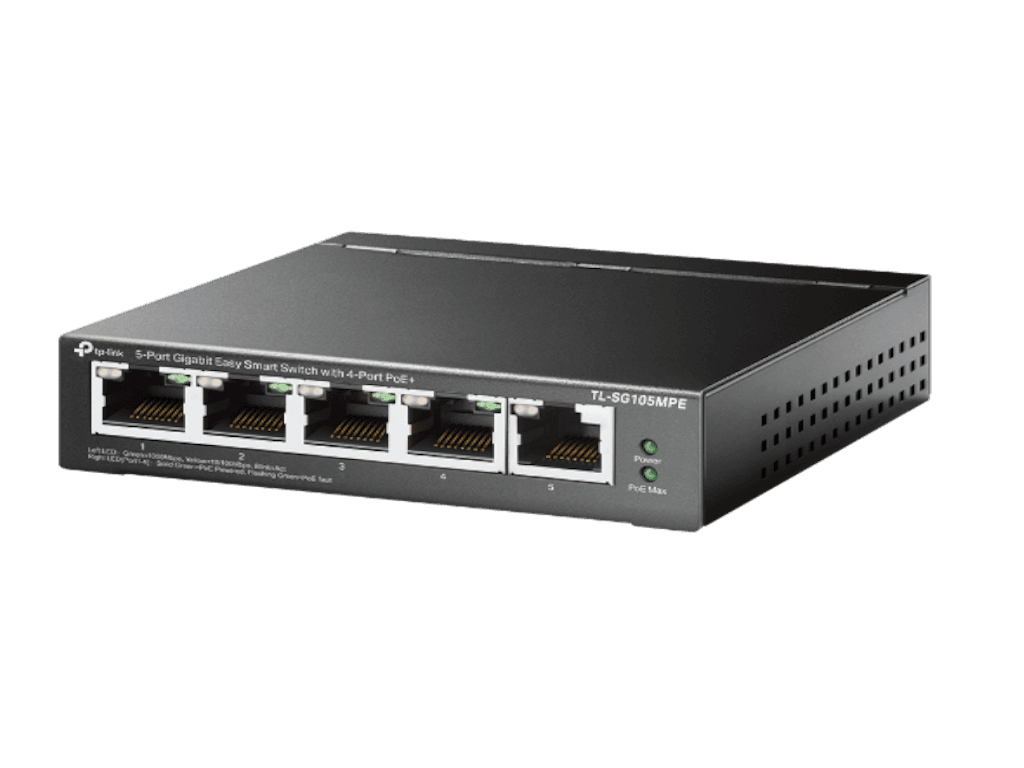 Fotografija proizvoda: TP-LINK switch Gigabit 5x RJ45 10/100/1000Mbps, Easy Smart, 4-Port PoE+