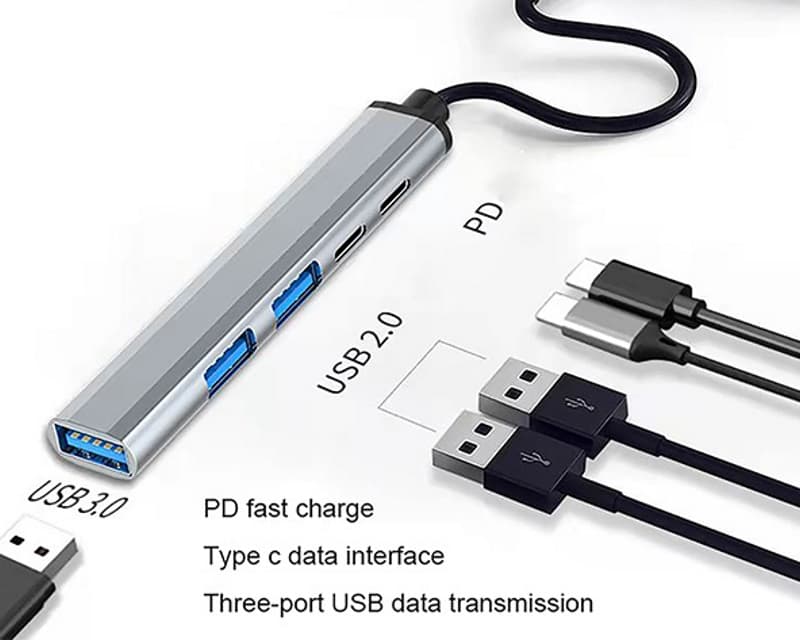 Fotografija proizvoda: Adapter USB 3.1 tip-C na 3xHUB 3.0+TIP C+ PD