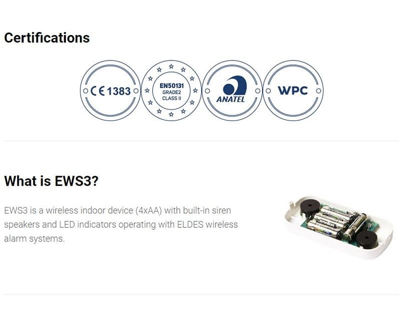 Fotografija proizvoda: EWS3 wireless indoor siren