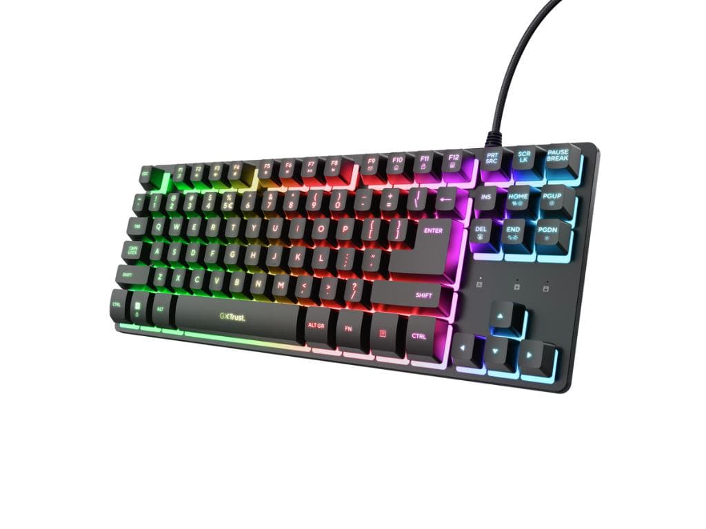 Fotografija proizvoda: Tastatura TRUST GXT833 THADO žicna/RGB/TKL/SRB/gaming/crna