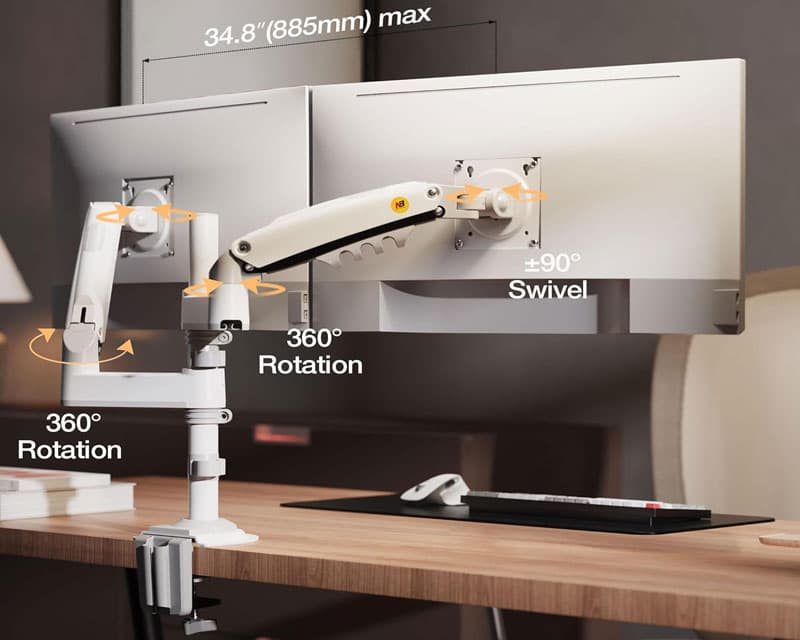 Fotografija proizvoda: H180-XE desktop stand for two monitors white 17-27 inches