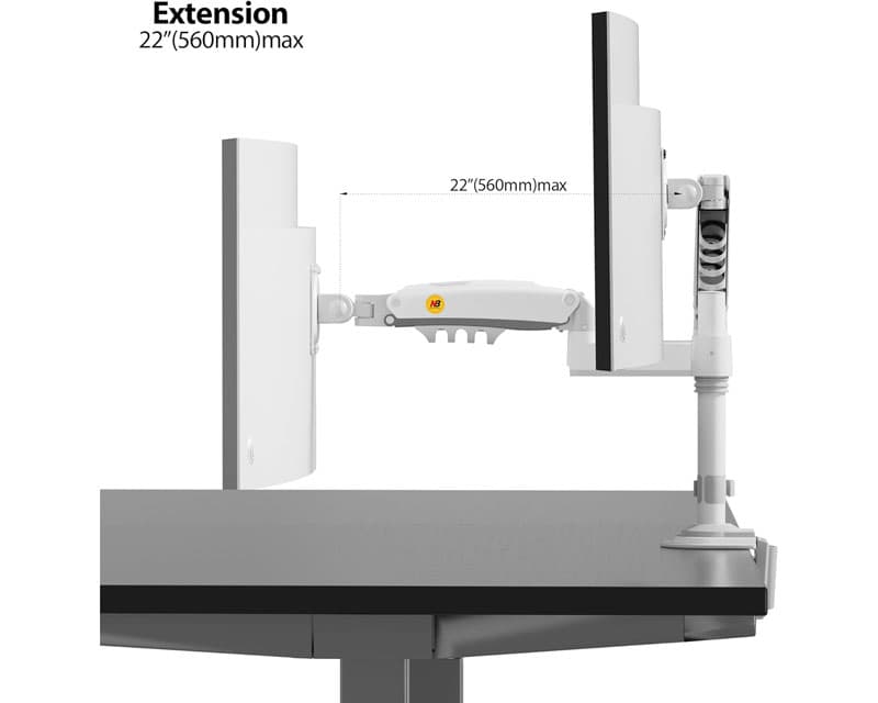 Fotografija proizvoda: H180-XE desktop stand for two monitors white 17-27 inches