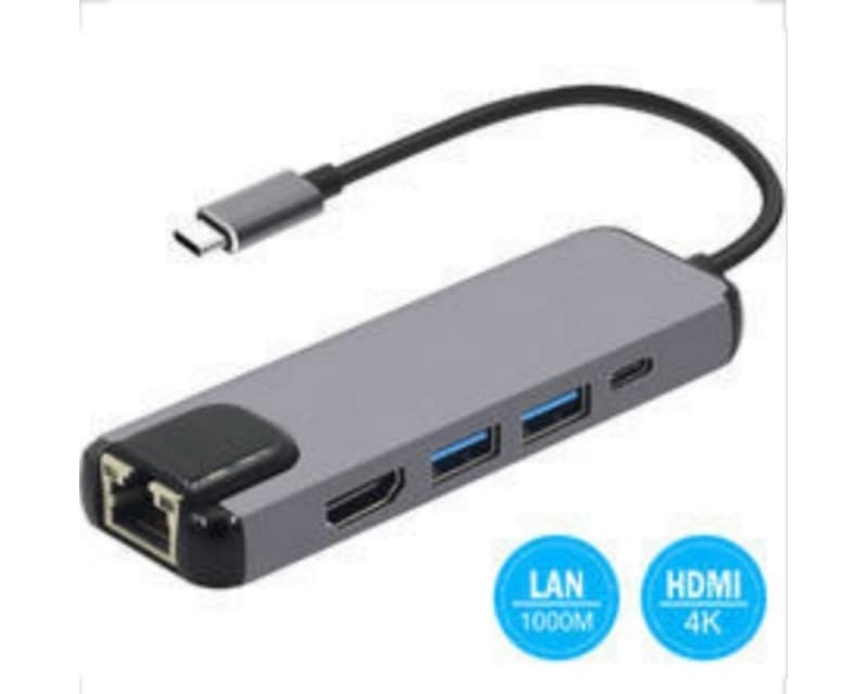 Fotografija proizvoda: Adapter-konvertor USB-C na HDMI + 2xUSB 3.0 + USB-C + RJ45