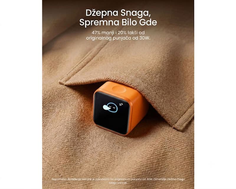 Fotografija proizvoda: Nano 45W putni zidni punjač sa ekranom, USB-C port, plavi