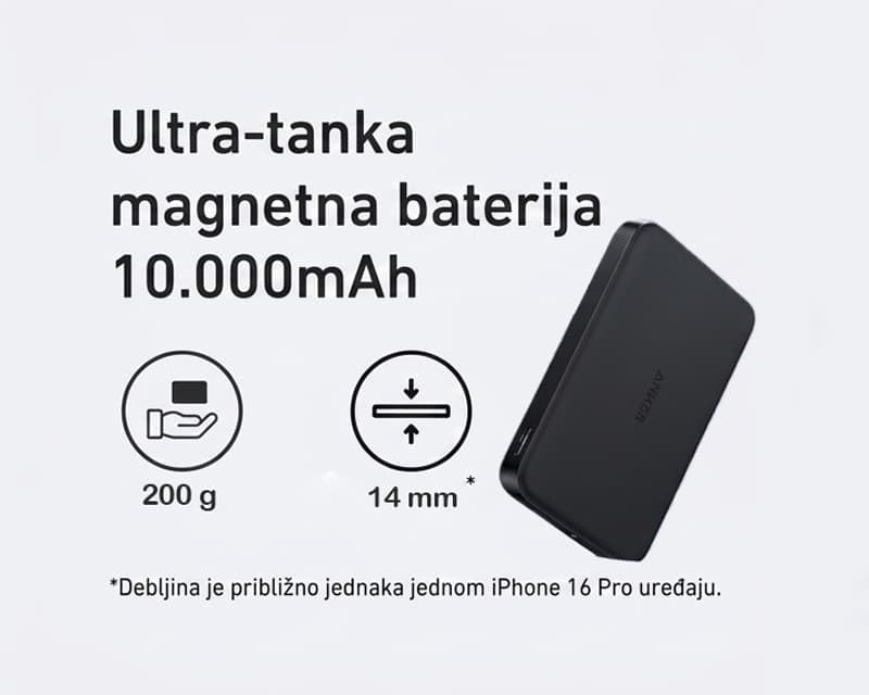 Fotografija proizvoda: MagGo 10000mAh, 15W, magnetni bežični power bank, crni