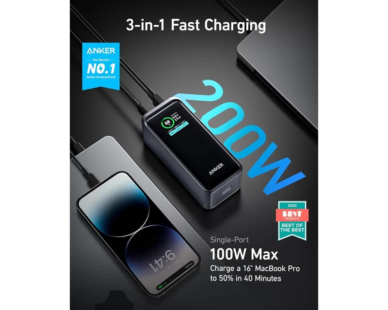 Fotografija proizvoda: Prime 20000mAh, 200W, Power Bank za laptop crni