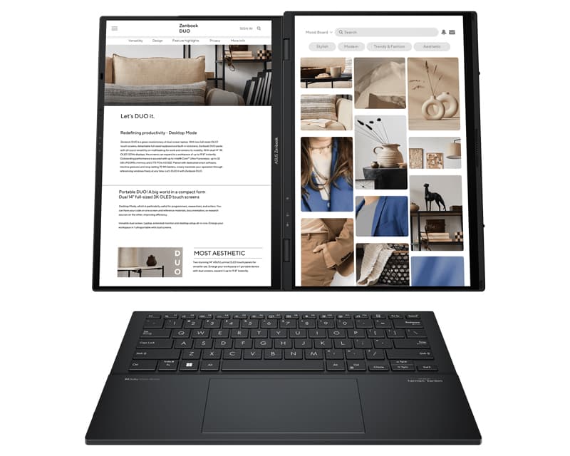 Fotografija proizvoda: Zenbook 14 DUO OLED UX8406CA-PZ042X (14 inča 3K OLED, Ultra 9 285H, 32GB, SSD 2TB, Win11 Pro) laptop outlet