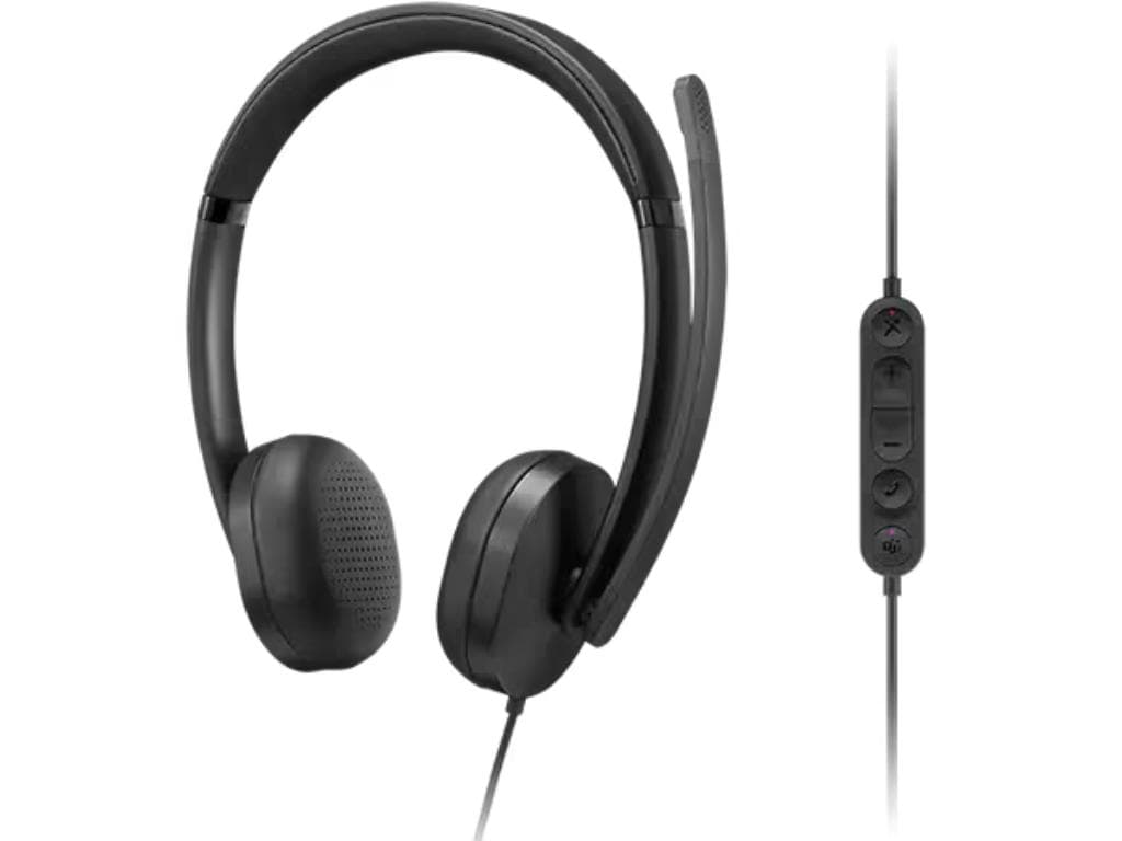 Fotografija proizvoda: Slušalice LENOVO VoIP Headset 5000 žicne /USB-C+adapter USB-A/ Teams/crna