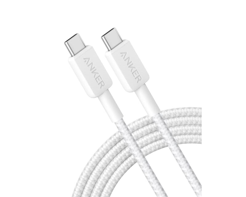 Fotografija proizvoda: 322 USB tip-C na USB tip-C kabl M/M 1.8m, 60W, pleteni, beli