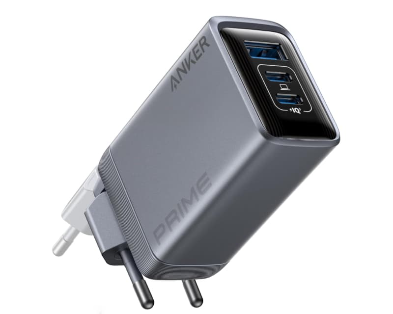 Fotografija proizvoda: Prime 100W GaN wall fast charger, 3-port (2x USB-C and 1x USB-A) silver