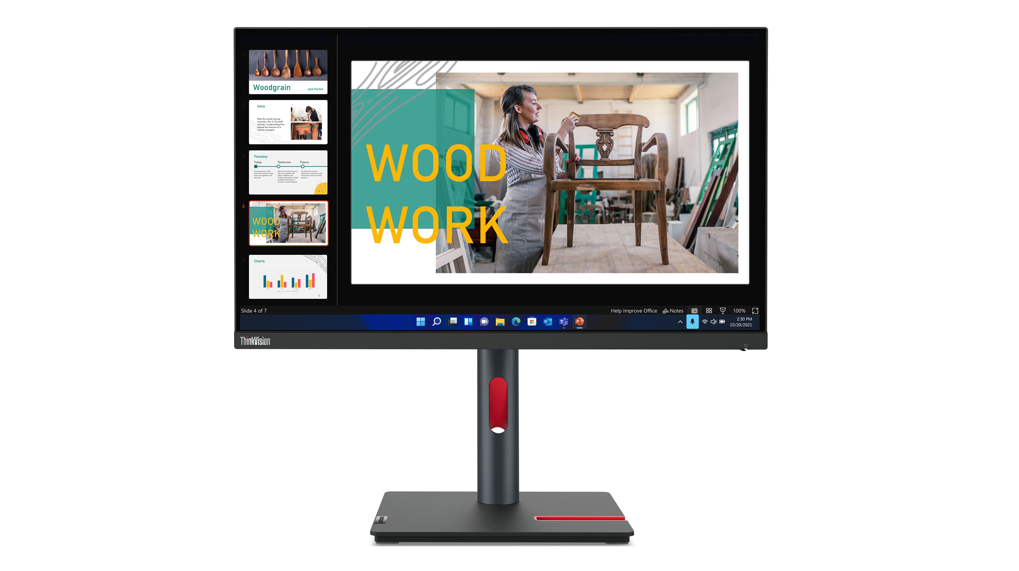 Fotografija proizvoda: Monitor LENOVO ThinkVision P24q-30 23.8"/IPS/2560x1440/60Hz/4ms/USB-B,4xUSB-A,HDMI,DP,DP out,audio/t