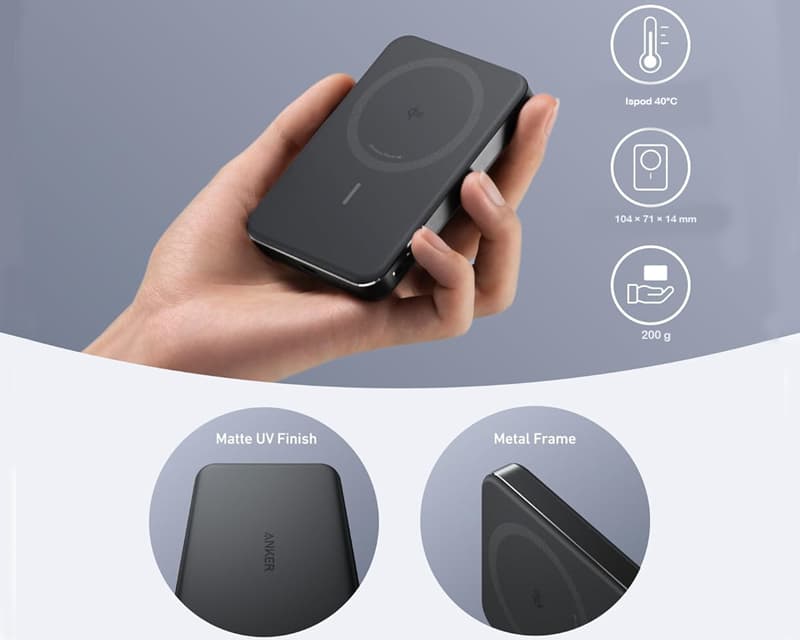 Fotografija proizvoda: MagGo 10000mAh, 15W, magnetni bežični power bank, crni