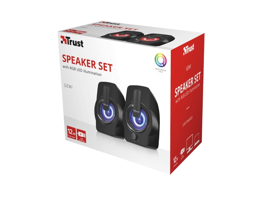 Fotografija proizvoda: Zvucnik TRUST Gemi 2.0/12W(6W RMS)/ RGB/crna
