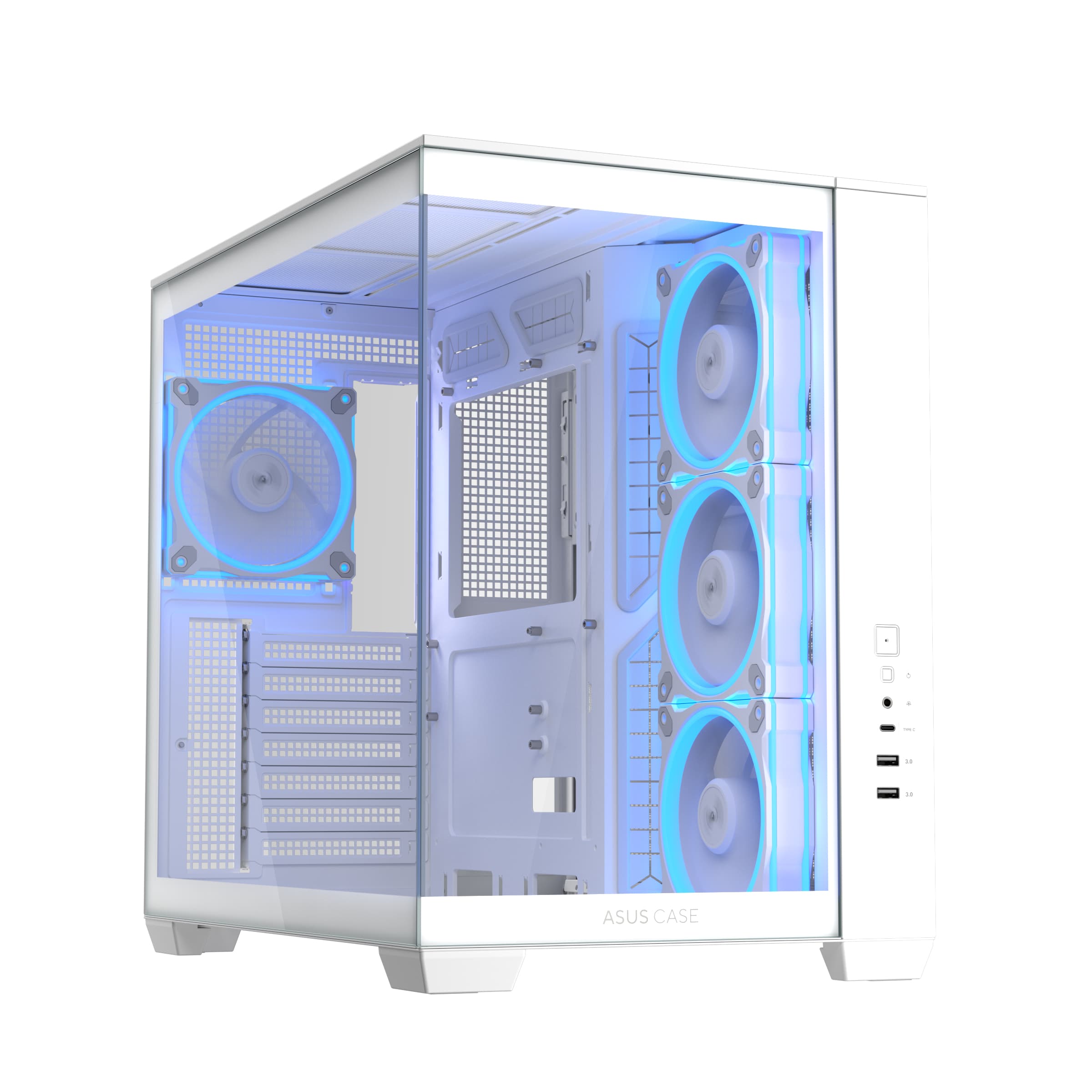 Fotografija proizvoda: Kucište ASUS A32 PLUS TG ARGB Midi Tower/ATX/Micro ATX/Mini ITX/bez napajanja/bela
