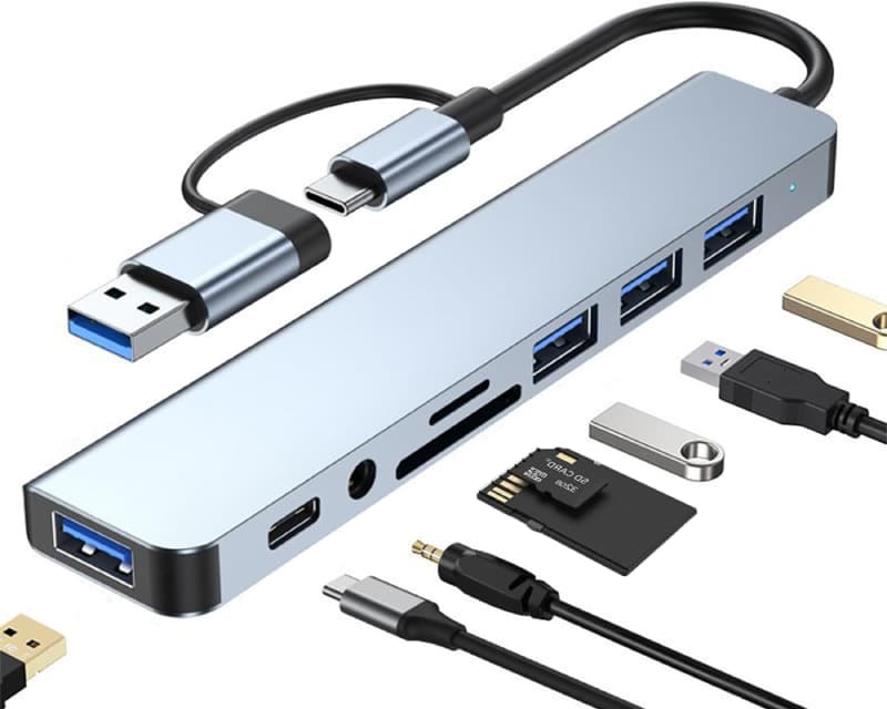 Fotografija proizvoda: USB 3.0+TIP C sa 4xUSB 3.0+TIP C+SD/micro sd+ Audio metalni HUB