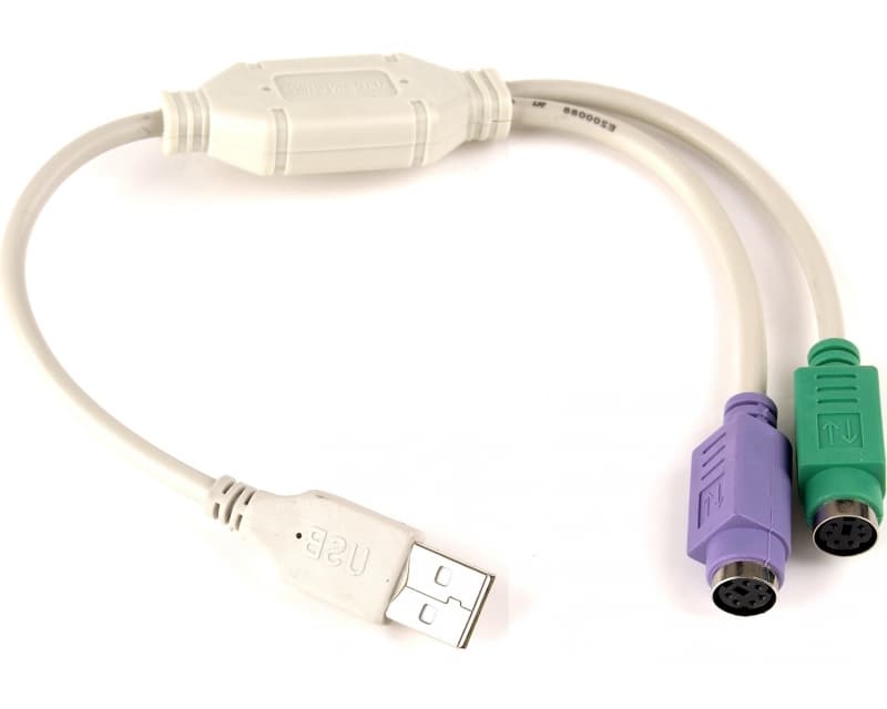 Fotografija proizvoda: Adapter USB (M) - 2xPS/2 za miša i tastaturu (F) beli