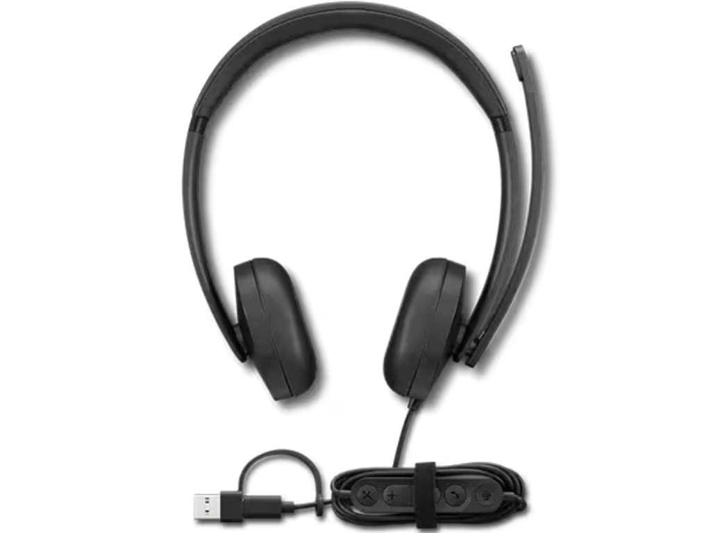 Fotografija proizvoda: Slušalice LENOVO VoIP Headset 5000 žicne /USB-C+adapter USB-A/ Teams/crna
