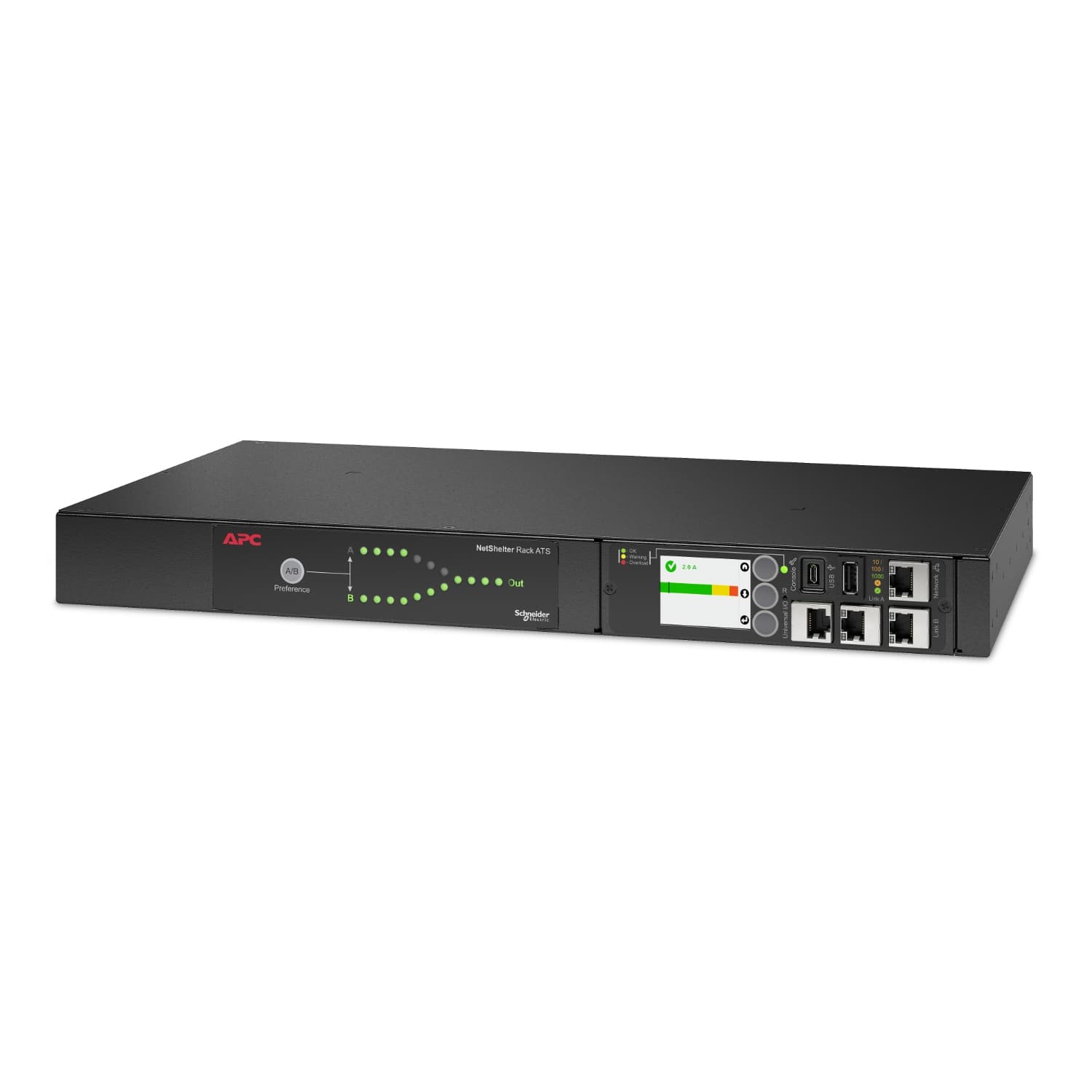 Fotografija proizvoda: APC NetShelter Rack automatski prekidac za prenos, 1U, 16A, 230V, 2xC20 IN, 8xC13, 1xC19 OUT 50/60Hz