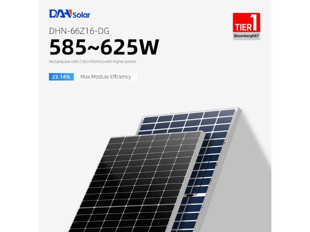 Fotografija proizvoda: PV modul DAH Solar,620W,66Z16/DG,N Tip,2382mm