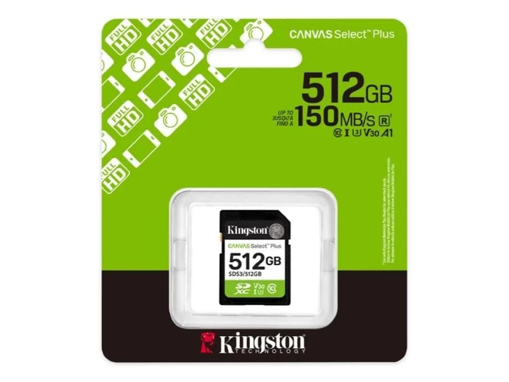 Fotografija proizvoda: Memorije kartice KINGSTON SDS3/512GB/Canvas Select Plus/Class10 UHS-I/150MB/s