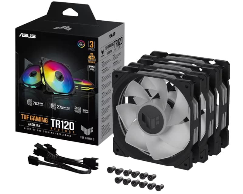 Fotografija proizvoda: TUF GAMING TR120 ARGB REVERSE BLACK 3IN1 ventilator
