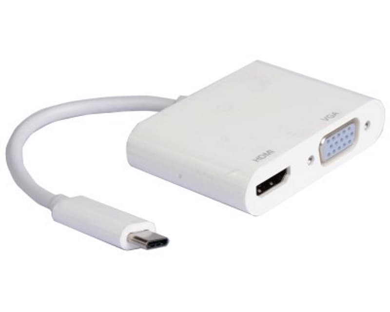 Fotografija proizvoda: Adapter USB 3.1 tip C (M) - HDMI + VGA (F) beli