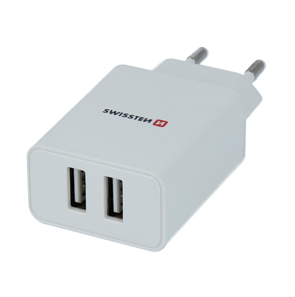 Fotografija proizvoda: SWISSTEN CHARGER 2x USB2,1A+USBLIGHTNING1,2MBELA