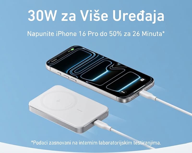 Fotografija proizvoda: MagGo 10000mAh, 15W, magnetni bežični power bank, beli