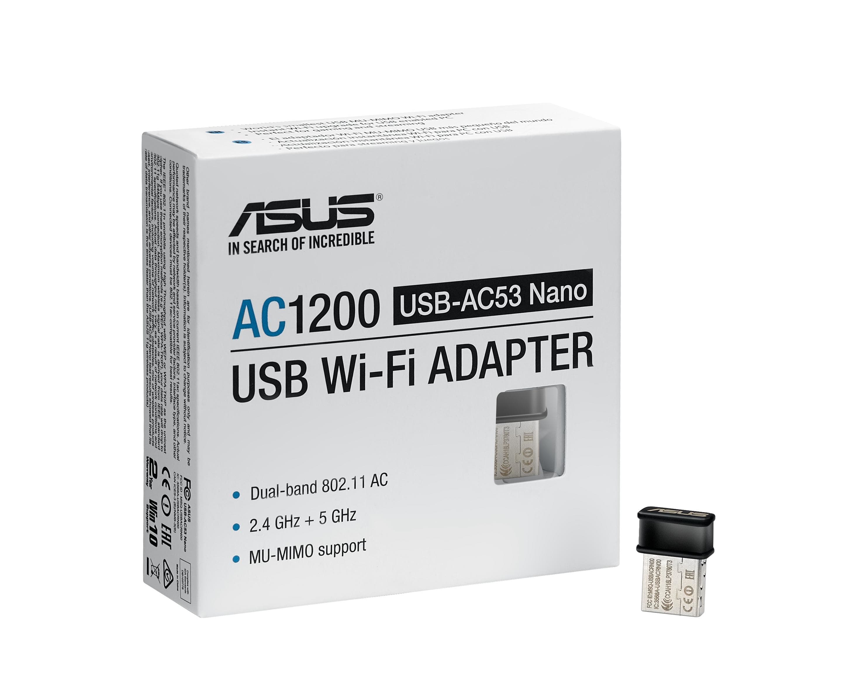 Fotografija proizvoda: Bežicni adapter ASUS USB-AC53 Nano Wi-Fi/AC1200/867Mbps/300Mbps/interna antena