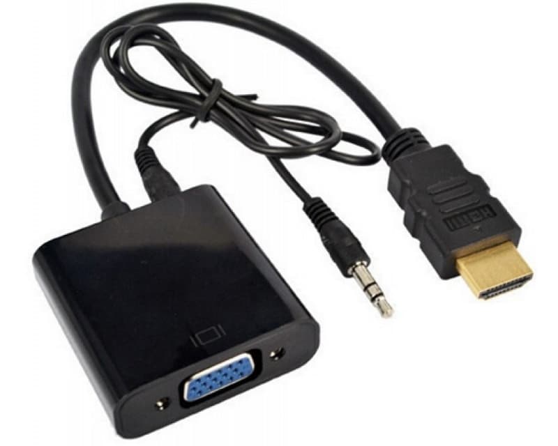 Fotografija proizvoda: Adapter HDMI (M) - VGA D-sub (F) + Audio kabl 3.5mm (M/M) crni