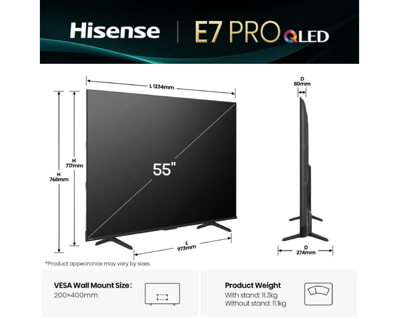 Fotografija proizvoda: 55 inča 55E7Q PRO QLED 4K UHD Smart TV outlet