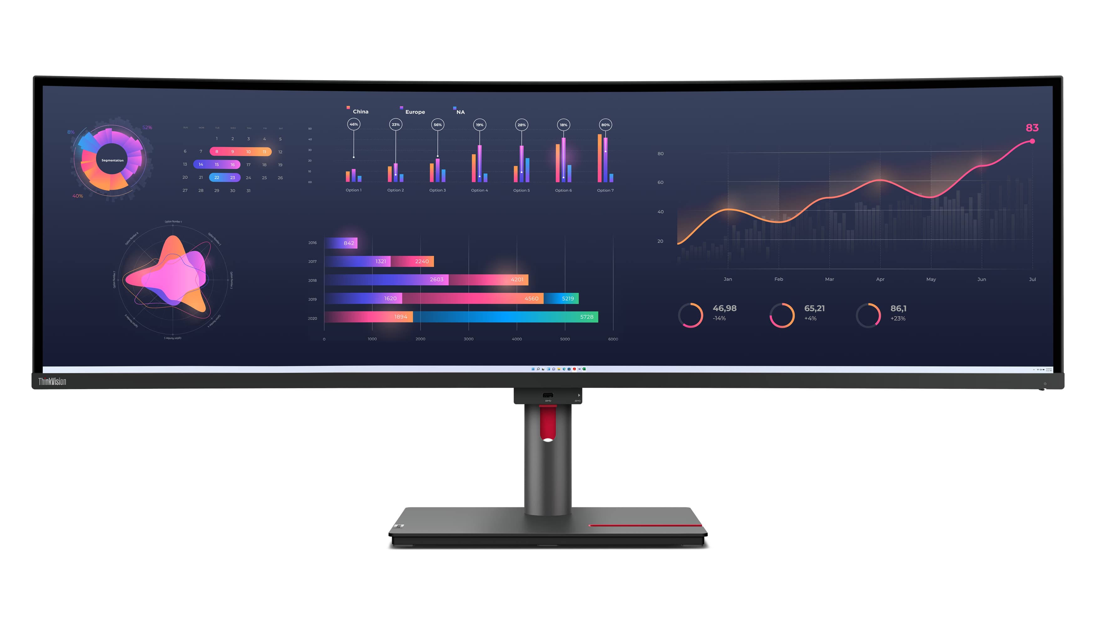 Fotografija proizvoda: Monitor LENOVO ThinkVision P49w-30 49"/IPS/5120x1440/60Hz/4ms/5xUSB/1xUSB-C,2xHDMI,1xDP/Tilt, Swivel