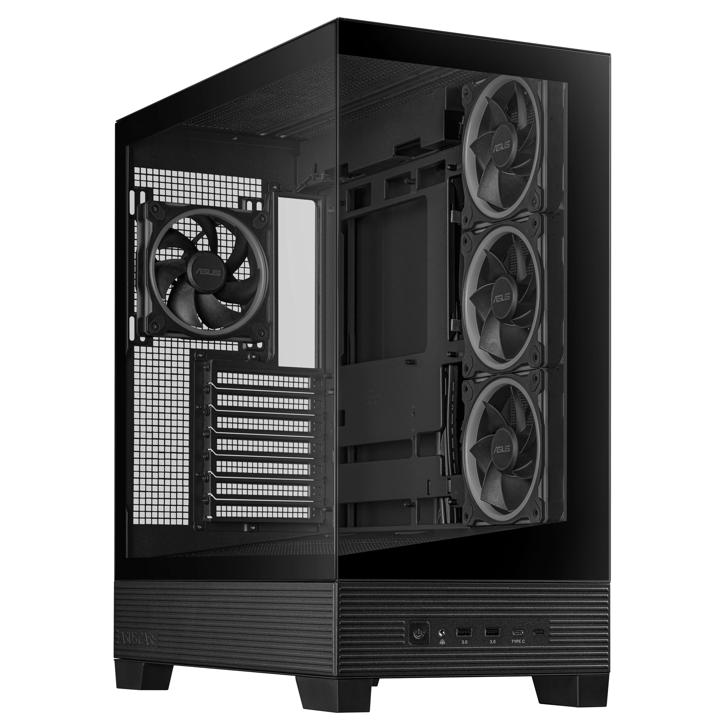 Fotografija proizvoda: Kucište ASUS A31 PLUS TG ARGB Mid Tower/ATX/Micro ATX/Mini ITX/bez napajanja/RGB/crna