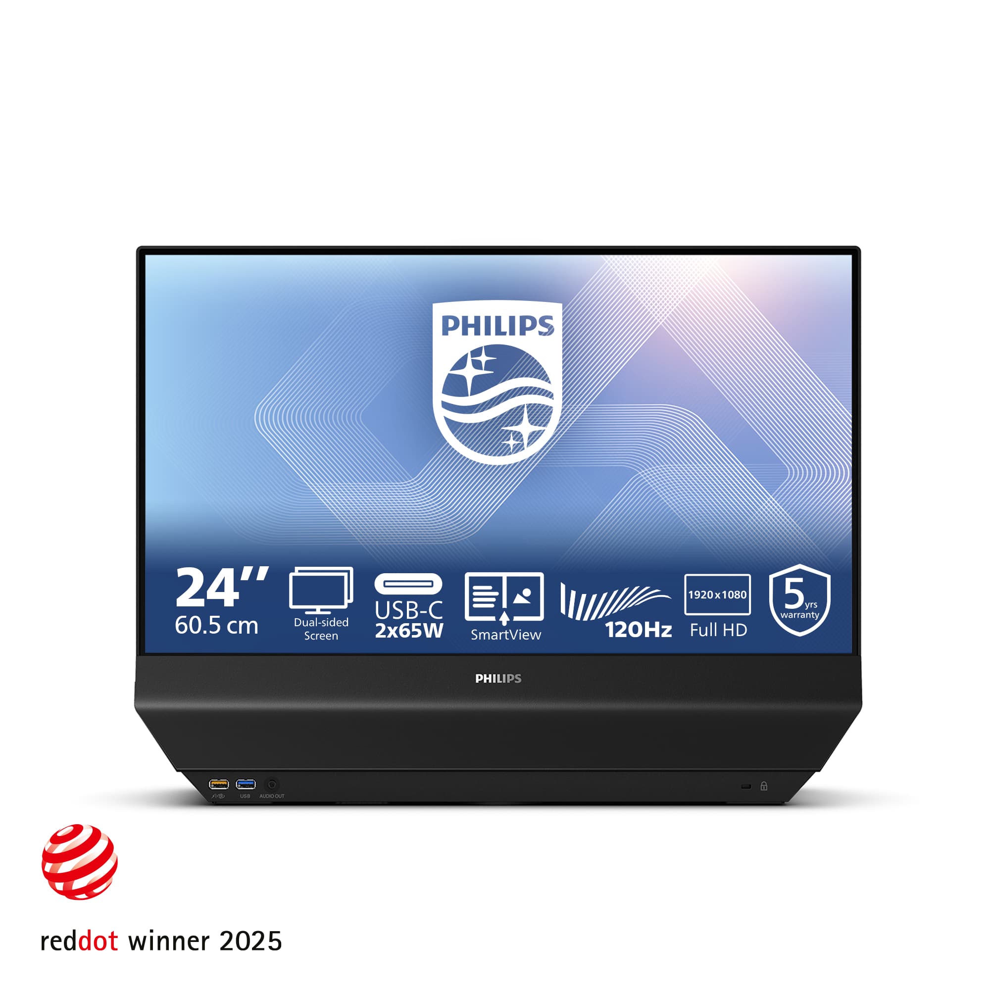 Fotografija proizvoda: Dvostrani monitor PHILIPS 23.8"/IPS/1920x1080/120Hz/4ms GtG/HDMIx2,USB-C/Adaptive sync/zvucnici/crna