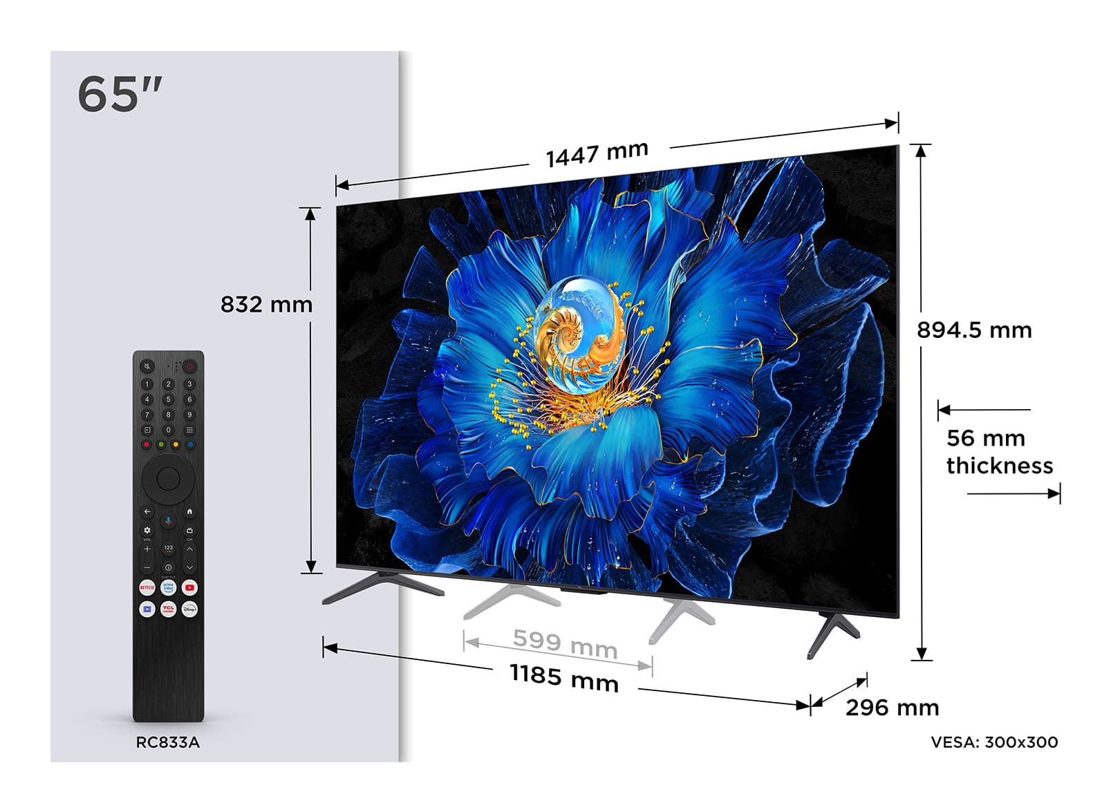 Fotografija proizvoda: Televizor TCL 65C6KS/QLED-Mini LED/65"/4K UHD/60Hz/Google TV/crna
