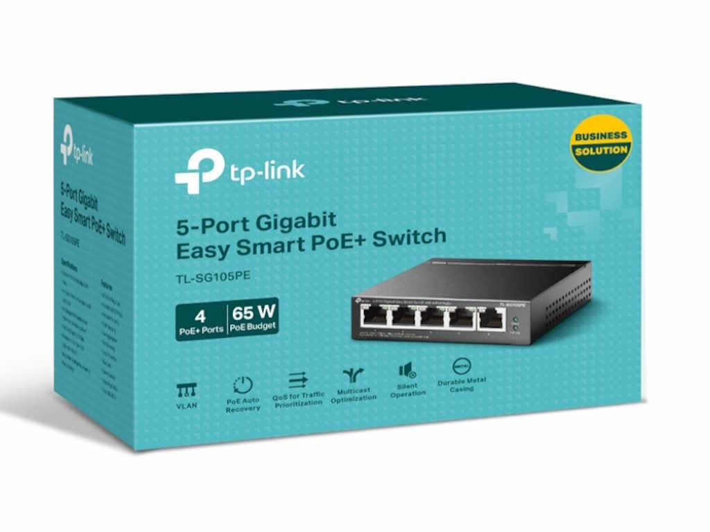 Fotografija proizvoda: TP-LINK switch Gigabit 5x RJ45 10/100/1000Mbps, Easy Smart, 4-Port PoE+