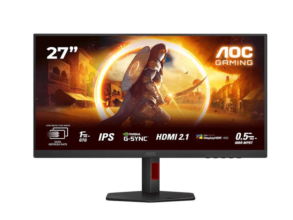 Fotografija proizvoda: Monitor AOC U27G4R 27"/IPS/3840x2160/320Hz FHD 160Hz UHD/1ms/HDMIx2,DP,USB/Adaptive sync/VESA/crna