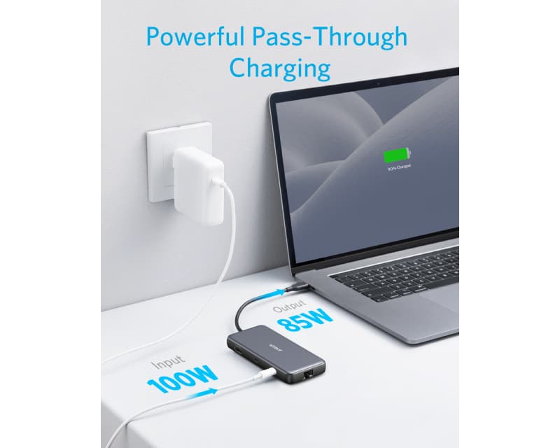 Fotografija proizvoda: USB-C Data Hub, 8u1 Multiport, PD 85W, 10Gbps crni