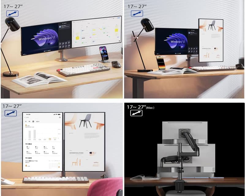 Fotografija proizvoda: H180 desk stand for two monitors matte black 17-27 inches