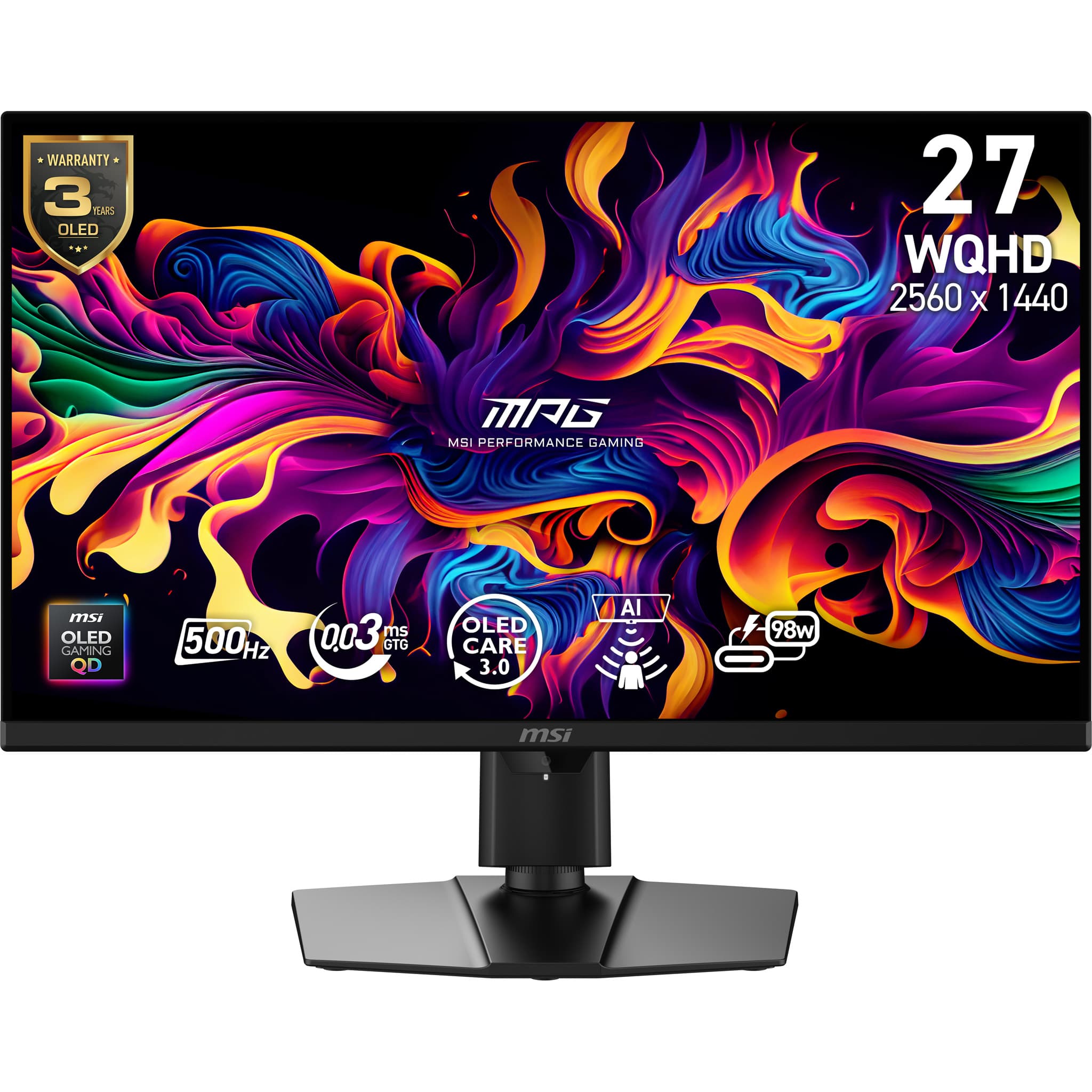 Fotografija proizvoda: 27 inča MPG 271QR QD-OLED X50 2560x1440 OLED 500Hz G-Sync gaming monitor