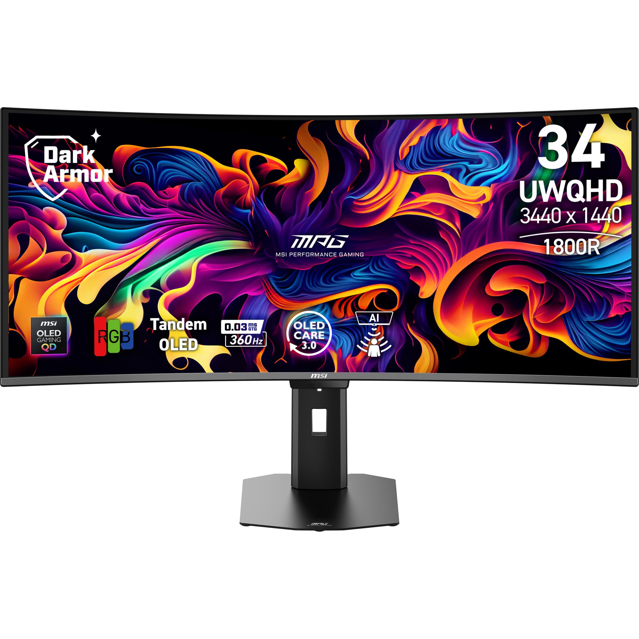 Fotografija proizvoda: 34 inča MPG 341CQR QD-OLED X36 UWQHD 3440x1440 360Hz FreeSync Premium Pro zakrivljeni gaming monitor