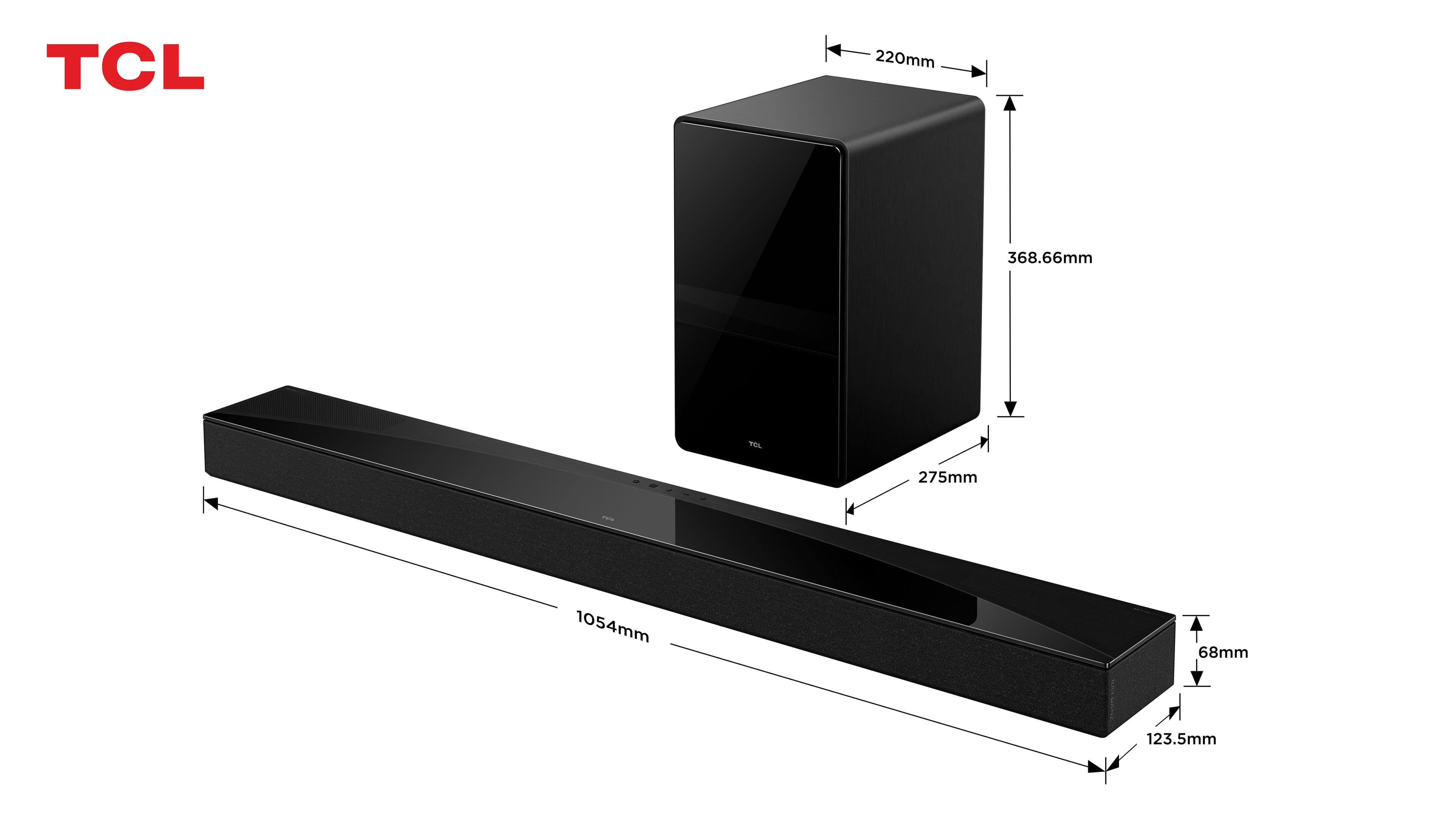 Fotografija proizvoda: Soundbar TCL Q75HE/Wireless SW/DTS:X/Dolby Atmos/620W/96dB/AI sonic/crna