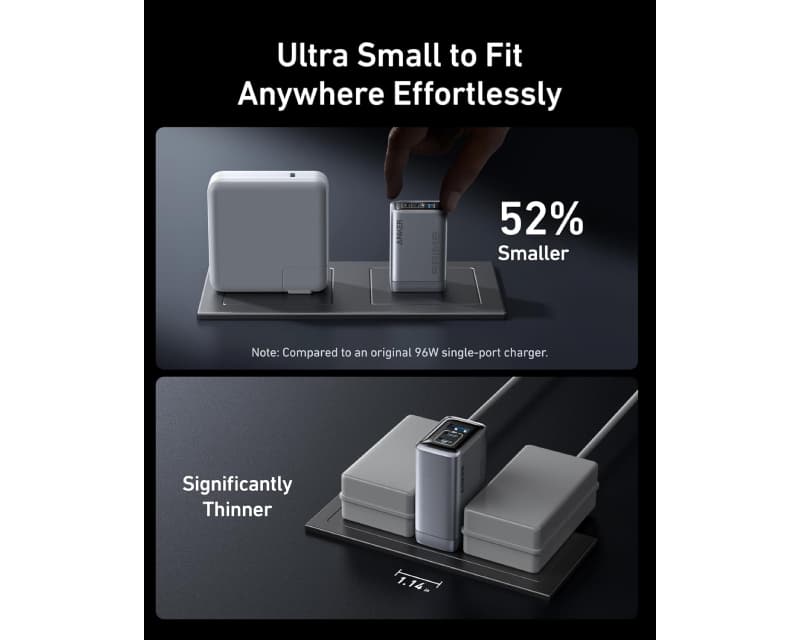 Fotografija proizvoda: Prime 100W GaN wall fast charger, 3-port (2x USB-C and 1x USB-A) silver